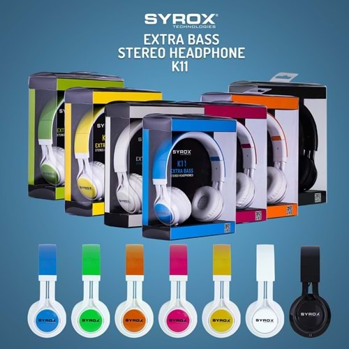 Syrox K11 Stereo Kablolu Kulak Üstü Kulaklık - Siyah