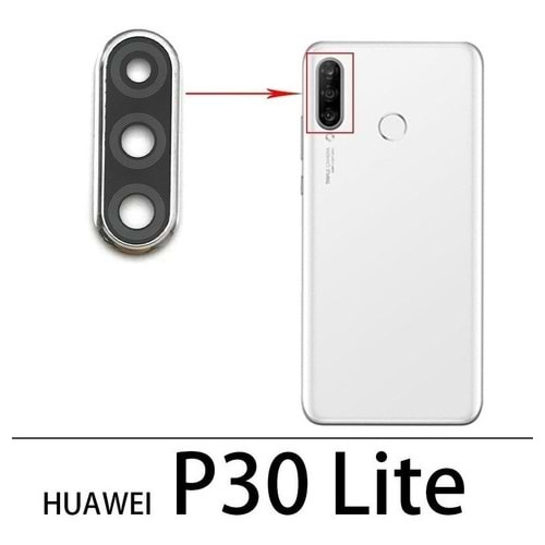 Huawei P30 Lite Arka Kapak Beyaz Kamera Camlı (48 Mp)