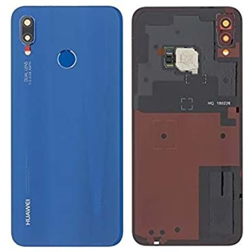 Huawei P20 Lite Arka Kapak Kamera Camlı Mavi Parmak İzi Servis Orjinali