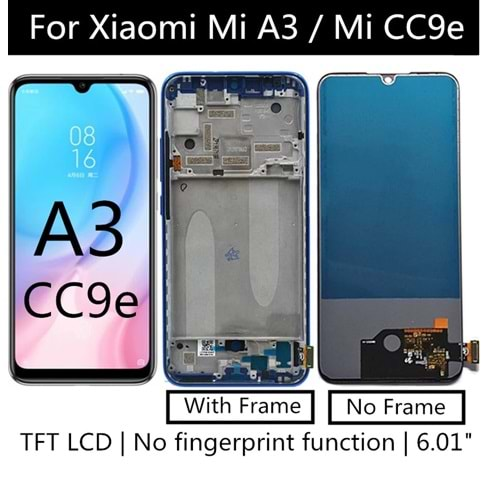 Xiaomi Mi A3 Lcd Ekran Tft (Parmak İzi Çalıştırmaz)