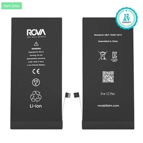 Rova İphone 12 Pro Batarya Güçlendirilmiş 3210 Mah.