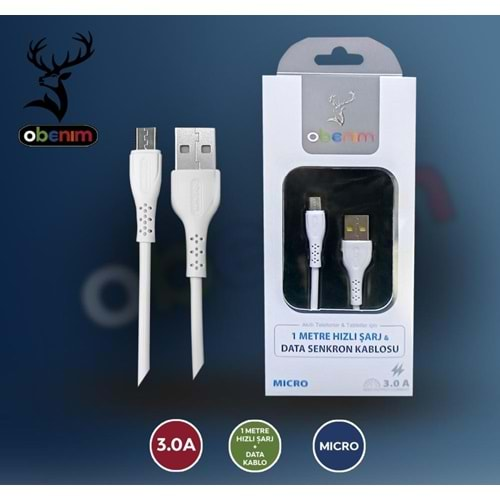 OBenim Mikro Usb Kablo 3.0 Amper ( Hızlı )