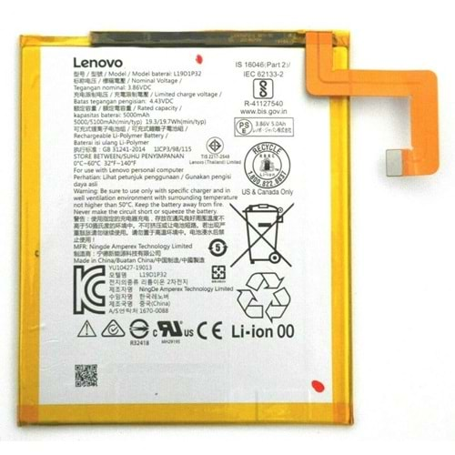 Lenovo M10 Tbx306 Batarya Pil Orjinal L18D1P32