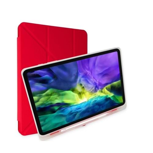 Newface iPad 2022 10.9 (10.nesil) Kılıf Kalemlikli Mars Tablet Kılıfı - Kırmızı