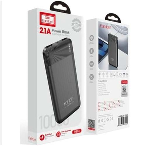 Earldom PB63 10.000 mAh 2 Adet 10W USB Çıkışlı Powerbank - Siyah