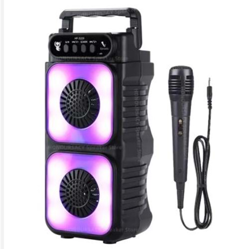 Polygold LF1576 Bluetooth Speaker Rgb Ledli 2x3'' Mikrofonlu