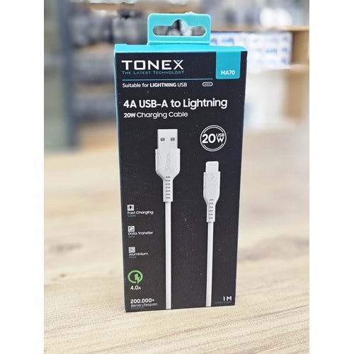 Tonex MA70 Usb To Lightning 4A 20w Şarj Data Kablosu 1m