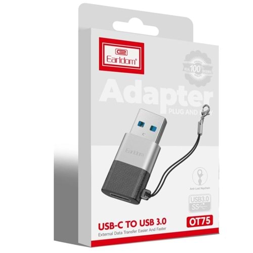 Earldom OT75 Tak Çalıştır USB to Type-C Dönüştürücü 3.0 - Gri