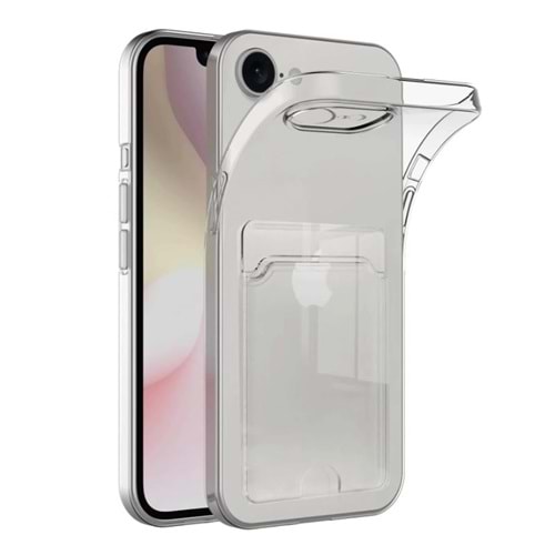 Newface iPhone 16E Kılıf Kart Şeffaf Silikon - Şeffaf