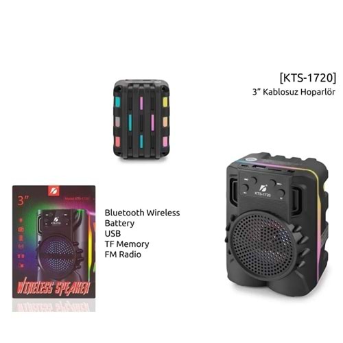 Kbroad KTS-1720 Rgb Işıklı 3’’ Bluetooth Hoparlör Speaker