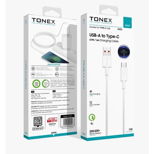 Tonex Xioami 67w 6A Şarj Data Usb Kablo (120w a Kadar Saniye Gösterir )
