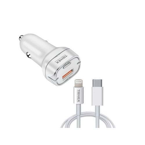 Tonex 38w 2 Girişli Type-c To Lightning Kablolu Araç Şarjı LA-38W