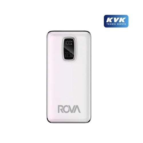 Rova RV-PWS628B 20.000mAh 22.5W Type-C & USB Giriş-Çıkış, Kablolu Süper Hızlı Şarj Destekli Powerbank - Beyaz