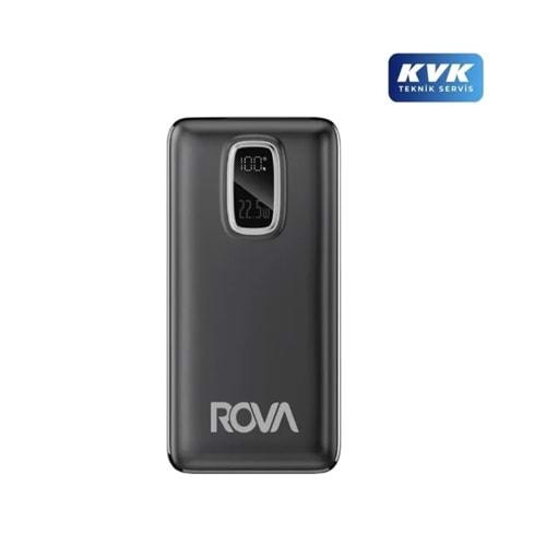 Rova RV-PWS628S 20.000mAh 22.5W Type-C & USB Giriş-Çıkış, Kablolu Süper Hızlı Şarj Destekli Powerbank - Siyah