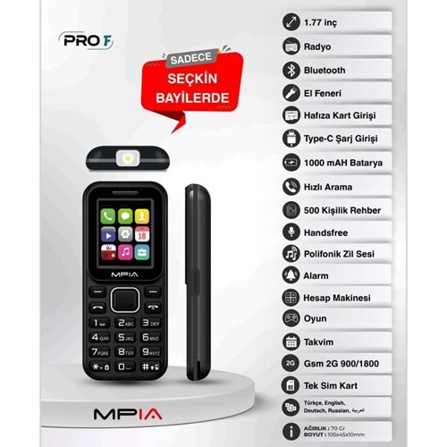 MPİA Pro Tuşlu Öğrenci ve Asker Cep Telefonu ( 2 Yıl Garantili )