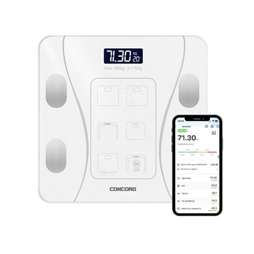 Concord C-W01 Akıllı Bluetooth Baskül - Beyaz