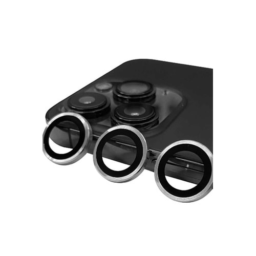 Newface iPhone 15 Pro / 15 Pro Max Raze Metal Kamera Lens - Gümüş