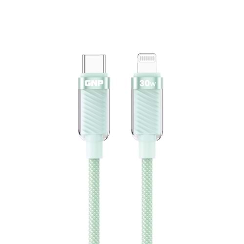Genpa Transparent Type-C To Lightning Kablo 30w Yeşil 1.2m