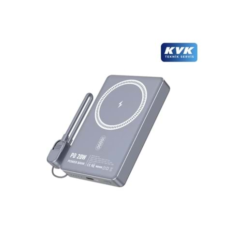 Rova RV-PWS630G 10.000mAh 20W Pd Hızlı Şarj Destekli Magsafe Kablosuz Powerbank - Gri