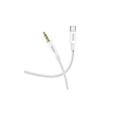 Hoco. UPA19 1M Hasırlı Type-C to Aux Kablo - Gümüş