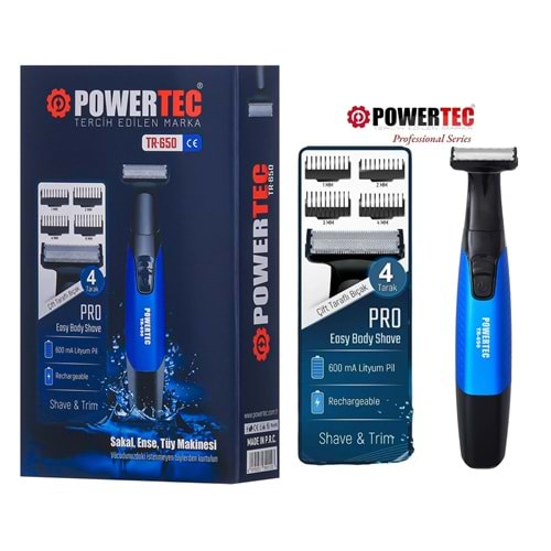 Powertec TR-650 Body Groom Sakal Vücut Kıl Tüy Tıraş Makinesi