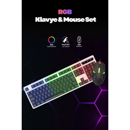 CONCORD C-67 Kablolu Gaming Işıklı Standart Q Klavye & Mouse Türkçe
