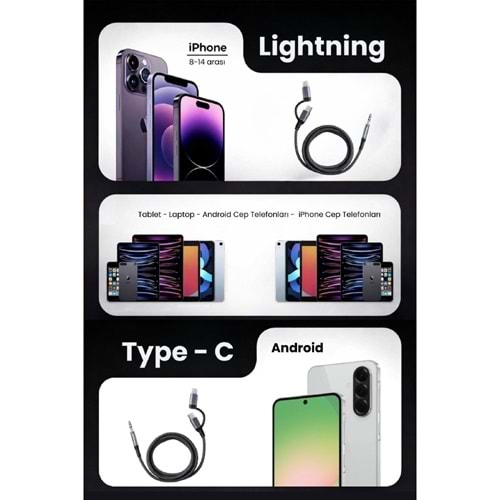 Sprange SR-03 Type-c & Lightning 2in1 Aux OTG Dönüştürücü
