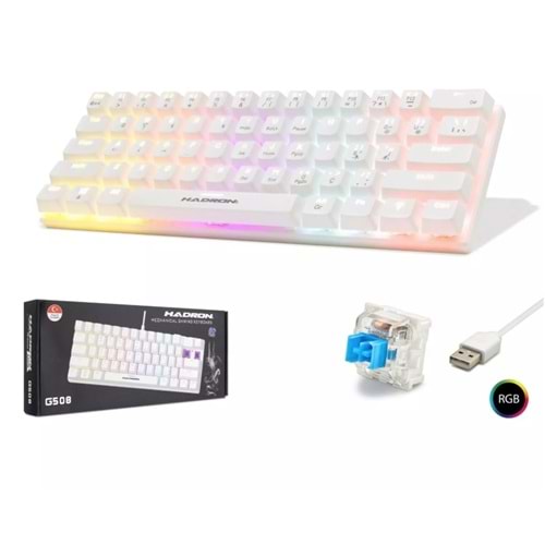 HADRON G508B Mekanik Gaming Mini Klavye Blue Switch RGB - Beyaz
