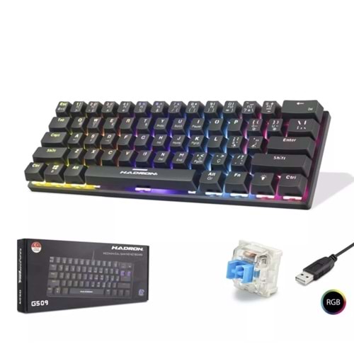 HADRON G509B Mekanik Gaming Mini Klavye Blue Switch RGB - Siyah