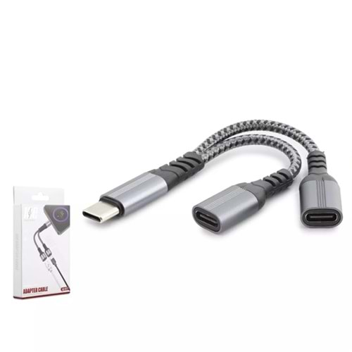 HADRON GJ-017 Type-C + Type-c To Type-c Dönüştürücü Dişi Adaptör 100W - Siyah