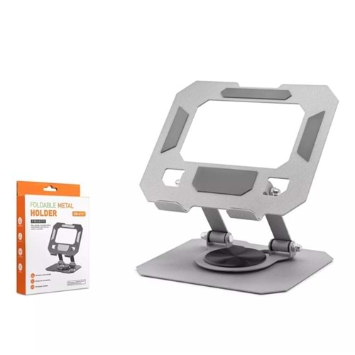 HADRON HDX8022 360° Döner Katlanır Ayarlanabilir Masaüstü Tablet ve Telefon Standı Metal - Gümüş