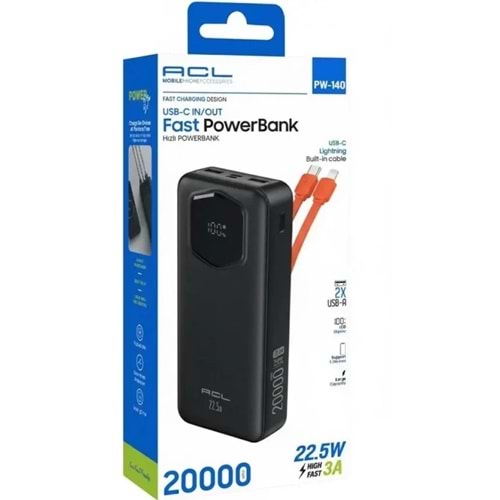 ACL PW-140 20.000mAh Hız Şarj Destekli 22.5W Powerbank - Beyaz