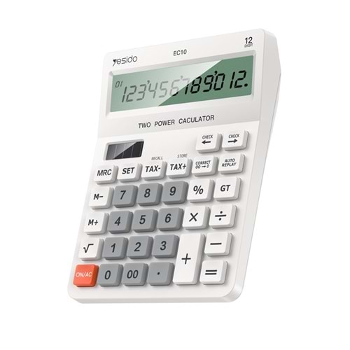 Yesido EC10 Güneş Enerjili Hesap Makinesi - Beyaz