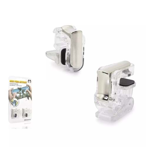 HADRON HDX3583 Mobil Oyun Tetiği L1 R1 Alaşım Butonlu Ateş Butonu PUBG Free Fire Uyumlu - Şeffaf