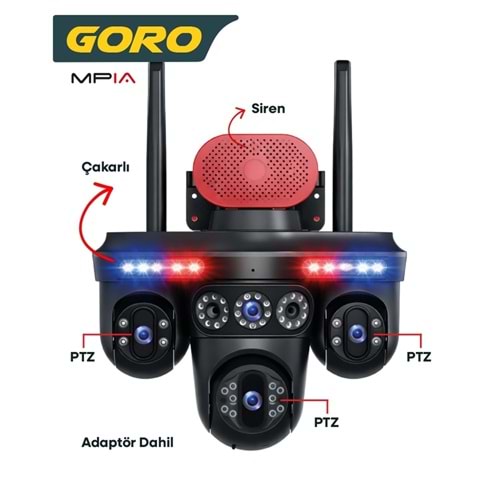 MPIA GORO 16 MP 4 Lensli 3*PTZ Dijital Zoom Wi-Fi Kamera