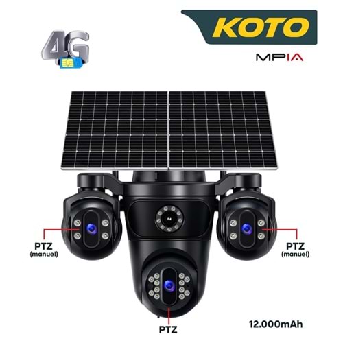 MPIA KOTO 12 MP 3 Lensli Full HD 4G Sim Kartlı Solar Kamera
