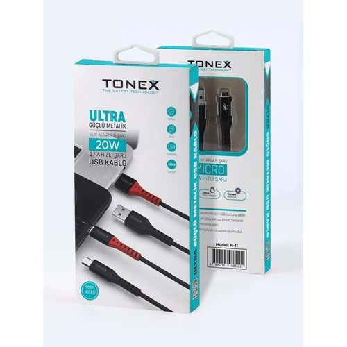 Tonex M-11 Micro 3.4A Usb To Micro Data Şarj Kablosu 20w