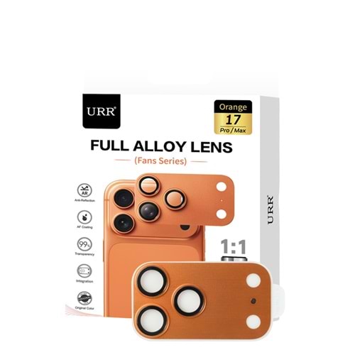 URR Apple iPhone 17 Pro Max Fans Series Full Alloy Kamera Lens Koruyucu - Turuncu