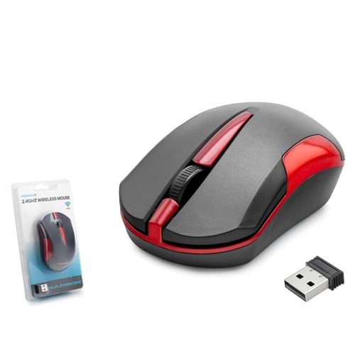 HADRON HDX3407R Kablosuz Mouse 2.4 GHz 1600 DPI Kırmızı