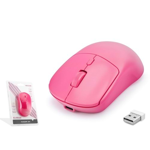 HADRON HDX3415R Dual Mode Şarjlı Kablosuz Mouse 2.4 GHz Bluetooth 5.0 4000 DPI Fuşya Pembe