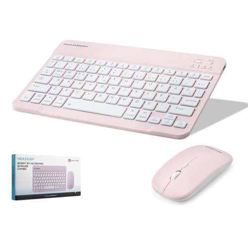HADRON HDX2508P Kablosuz Bluetooth Smart Klavye Mouse Seti Şarjlı 1600 DPI Pembe
