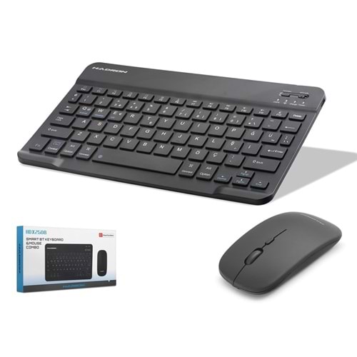 HADRON HDX2508 Kablosuz Bluetooth Smart Klavye Mouse Seti Şarjlı 1600 DPI Siyah