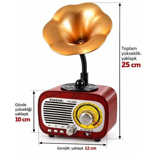 Concord YG-6090 BT/FM/USB Nostaloji Bluetooth Hoparlör