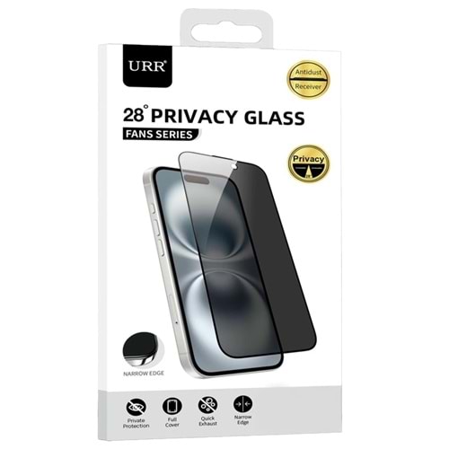 URR Apple iPhone 18 Pro Fans Series Premium Hayalet Cam Ekran Koruyucu - Siyah