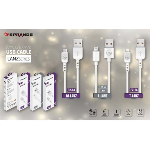 Sprange T-Lanz Type-C Usb Kablo (2.1 Amper) 1.2 Mt