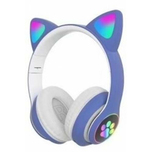 Stn28 Işıklı Kedi Bluetooth ( Kablosuz ) Kulaklık Mavi