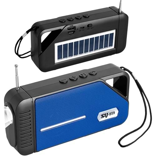 Concord SY959 Solar (Güneş) Enerji FM Radyo Bluetooth Hoparlör - Mavi