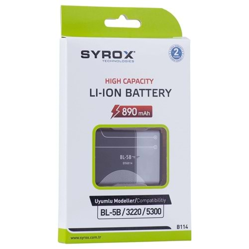 Syrox Nokia Bl- 5B / 3220 / 5300 / 6060 Batarya B114