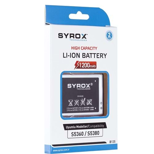 Syrox Samsung S5360 / S5300 Batarya B135