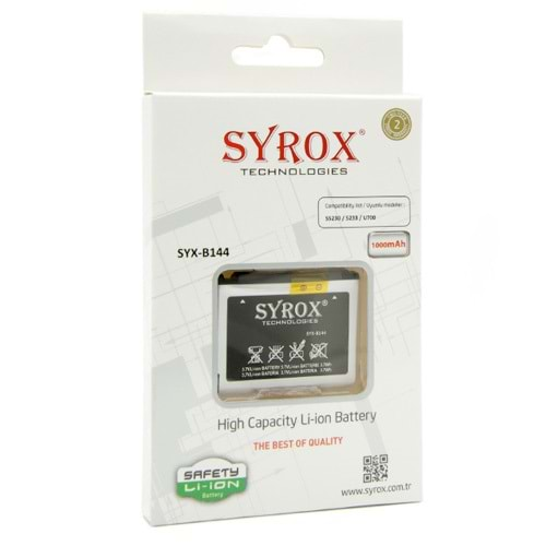 Syrox Samsung S5230 / 5233 / U700 Batarya B144